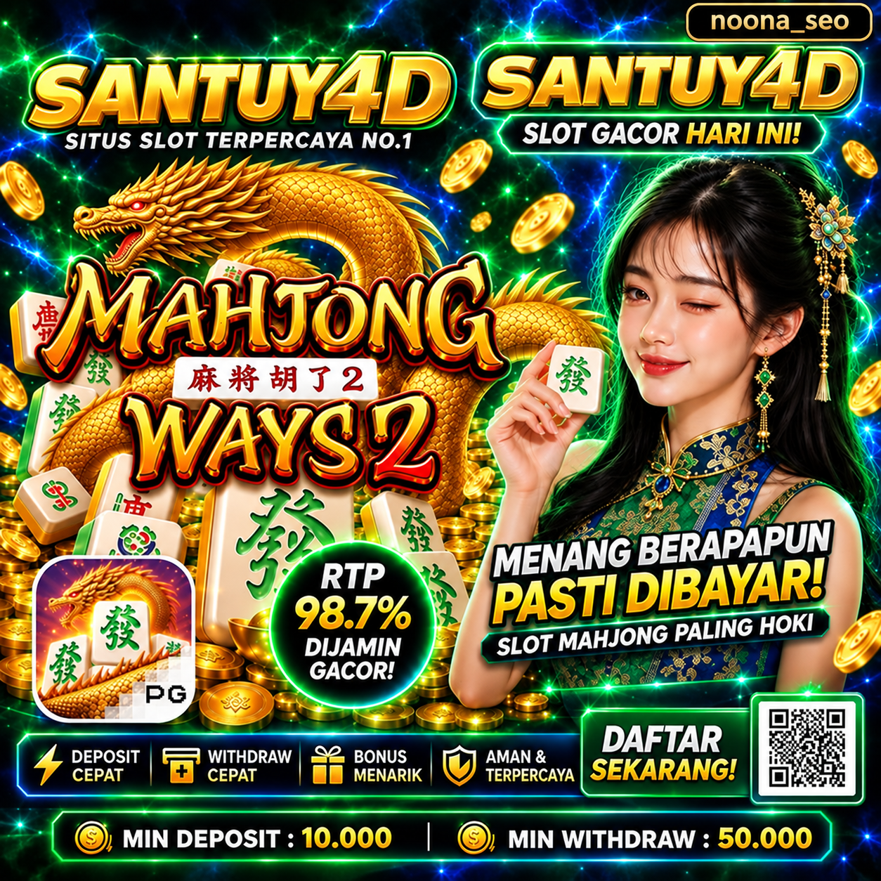 Tampilan utama aplikasi SANTUY4D dengan akses permainan digital