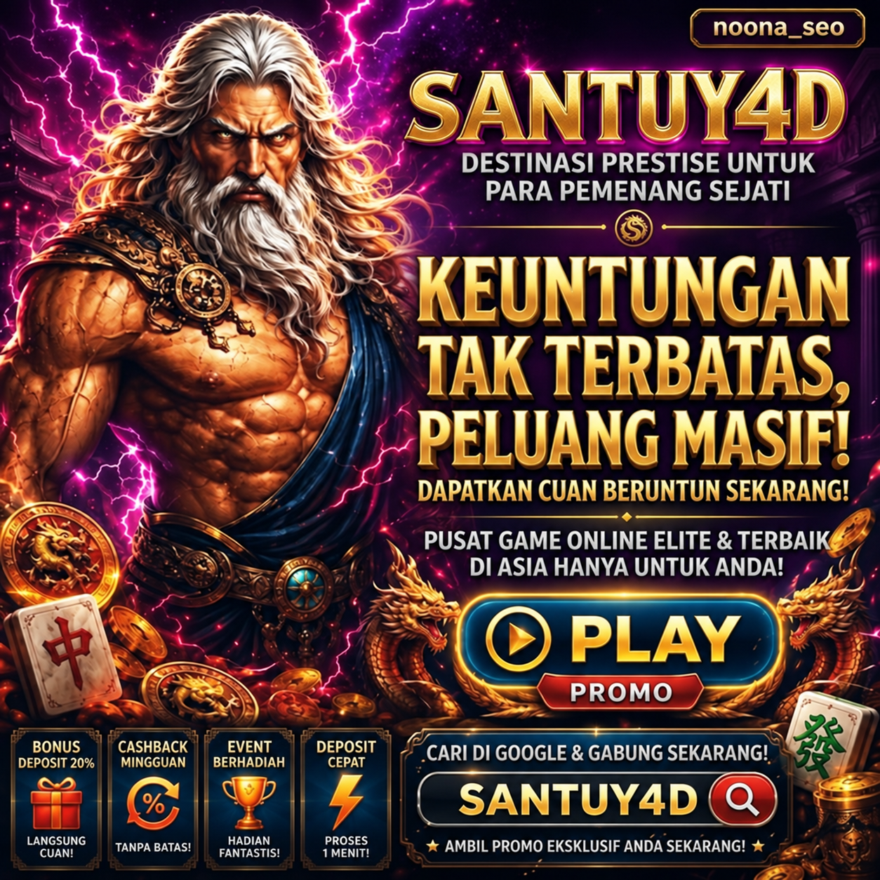 Tampilan utama aplikasi SANTUY4D dengan akses permainan digital